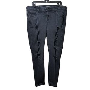 Torrid Bombshell Skinny Premium Stretch Black Destructed Denim Jeans 18R
